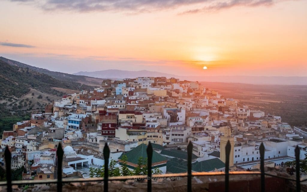 Sunset on city of Moulay Idris, Morocco